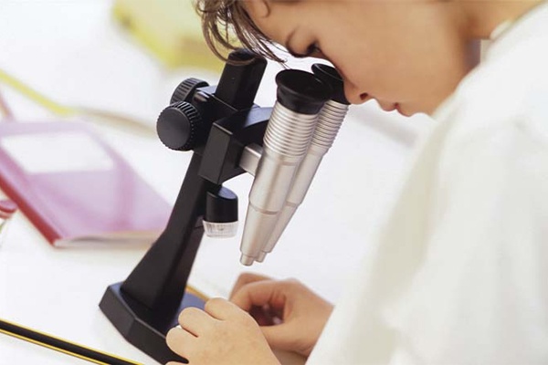 Student calculating the microscope field of view